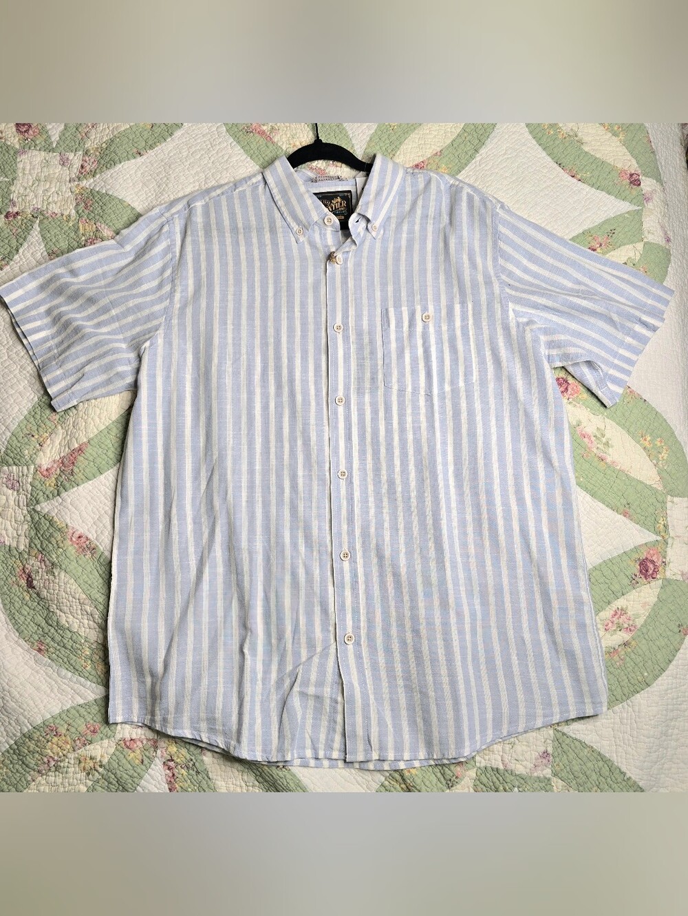 Frontier Threads XL Blue White Striped Button Down Shirt Mens NWT Lightweight